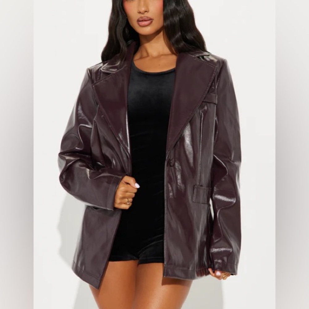 Fashion Nova Deep Brown Leather Jacket